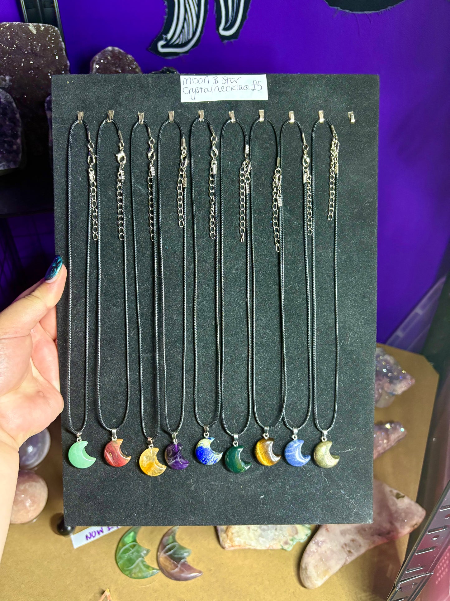 Crystal moon necklaces