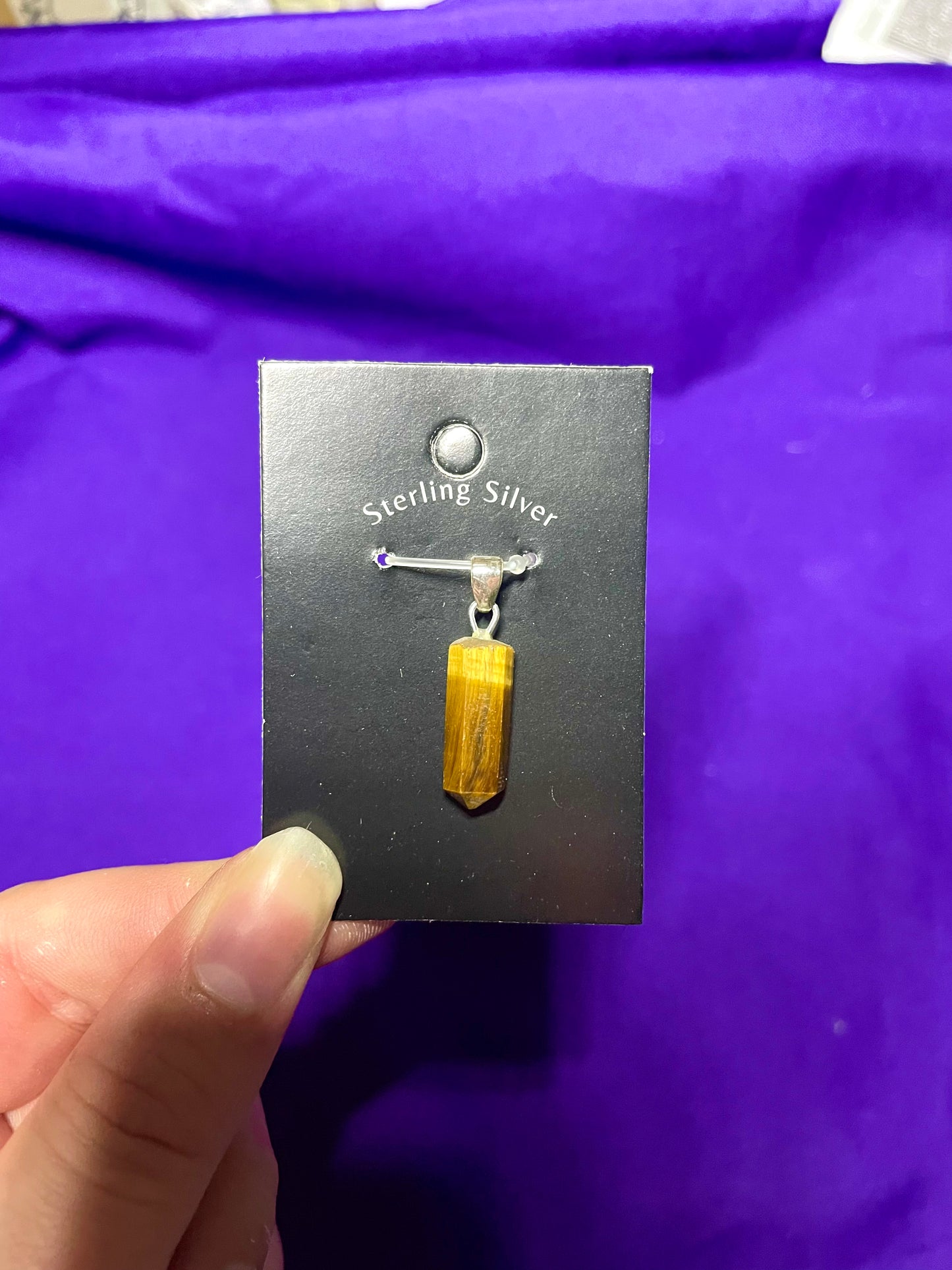 Tigers eye pendant, sterling silver