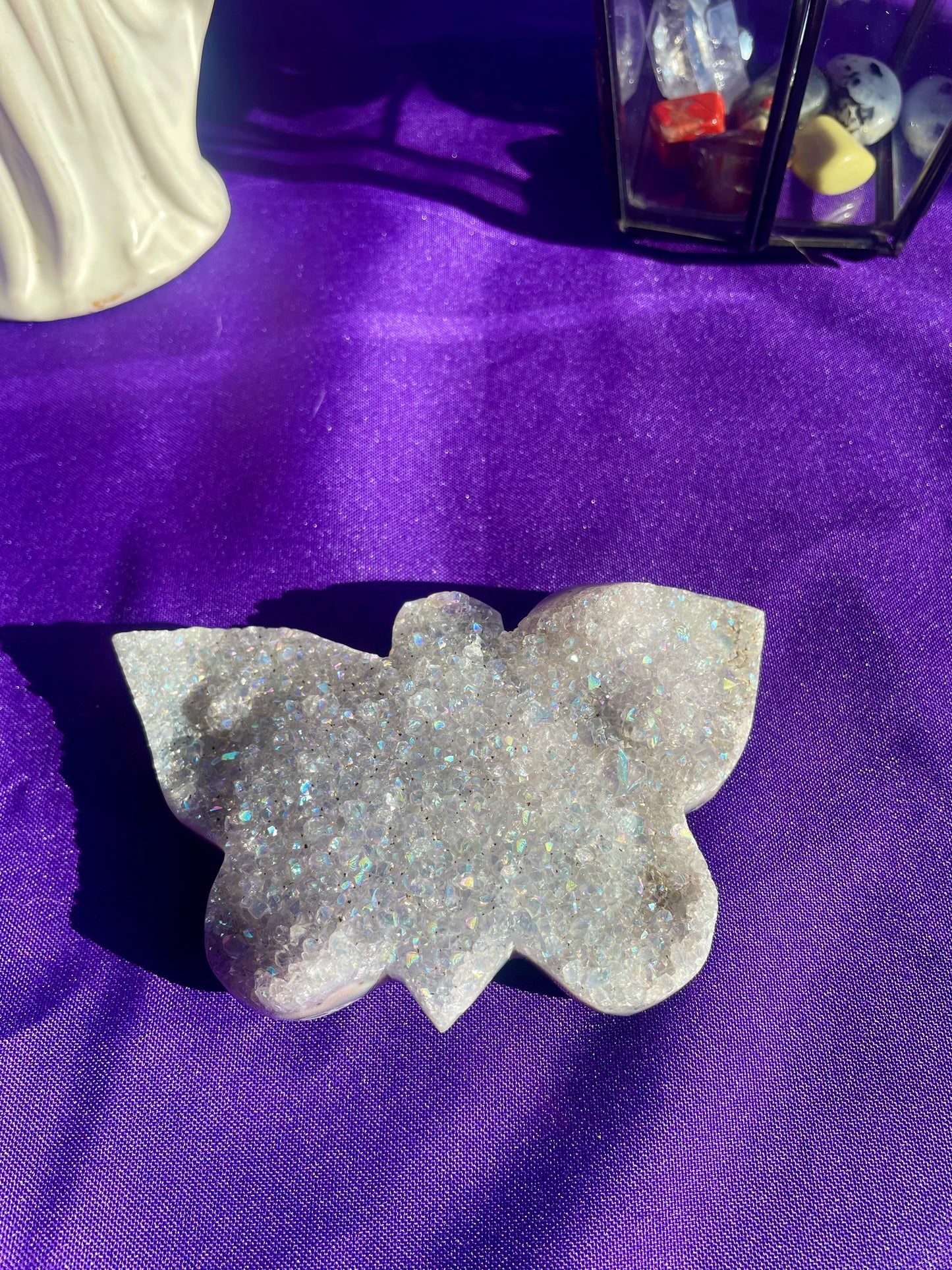 Druzy aura amethyst butterfly