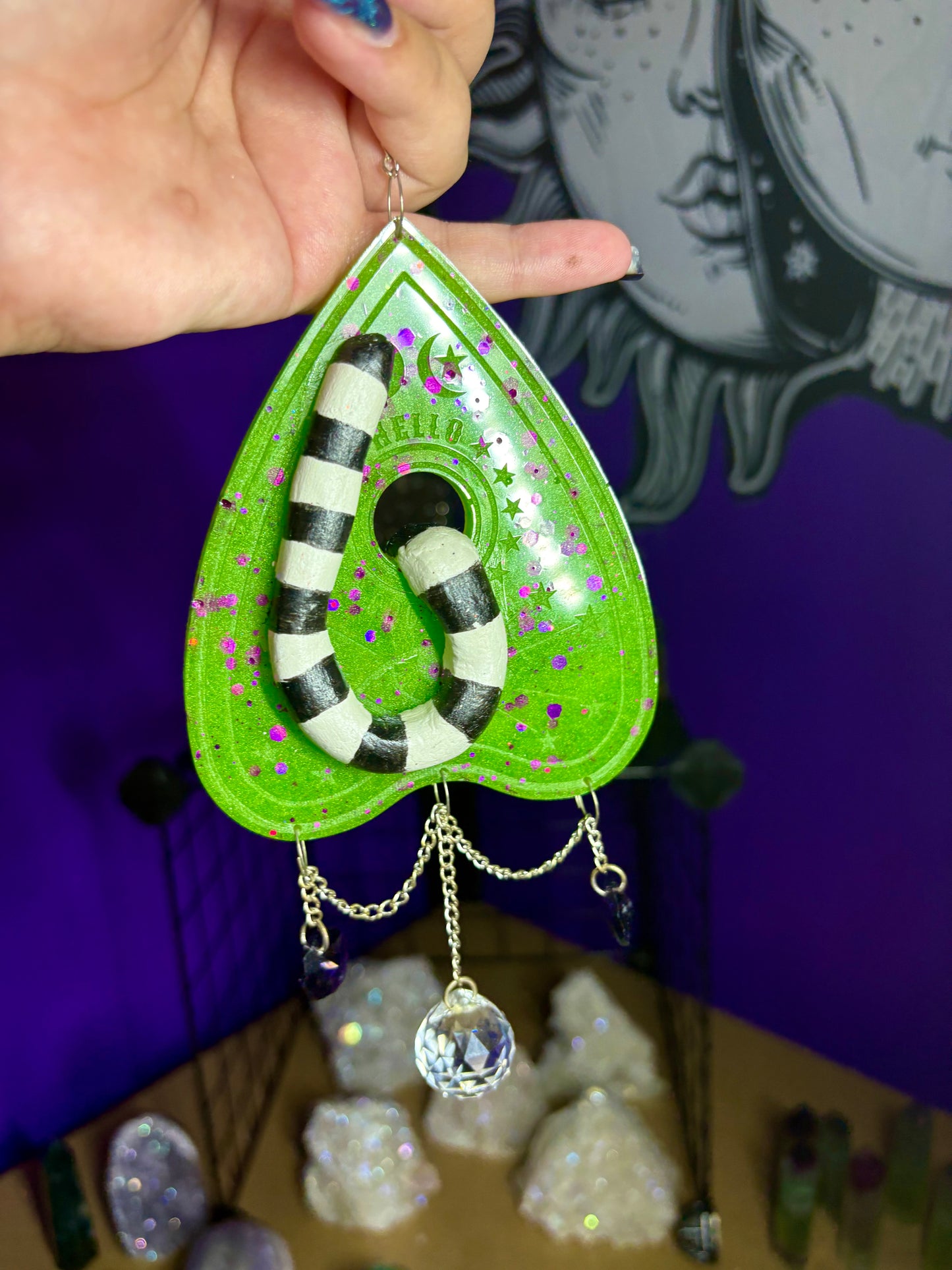 Beetlejuice inspired planchette sun catcher