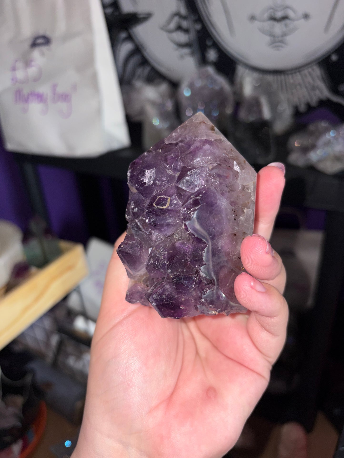 Amethyst cluster polished point