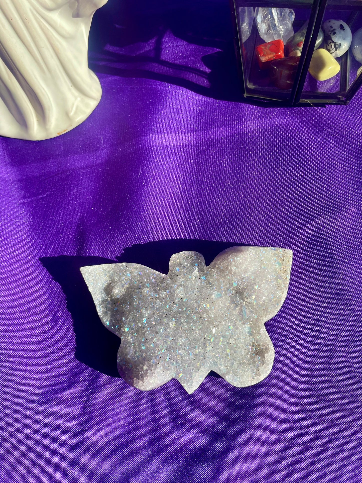 Druzy aura amethyst butterfly