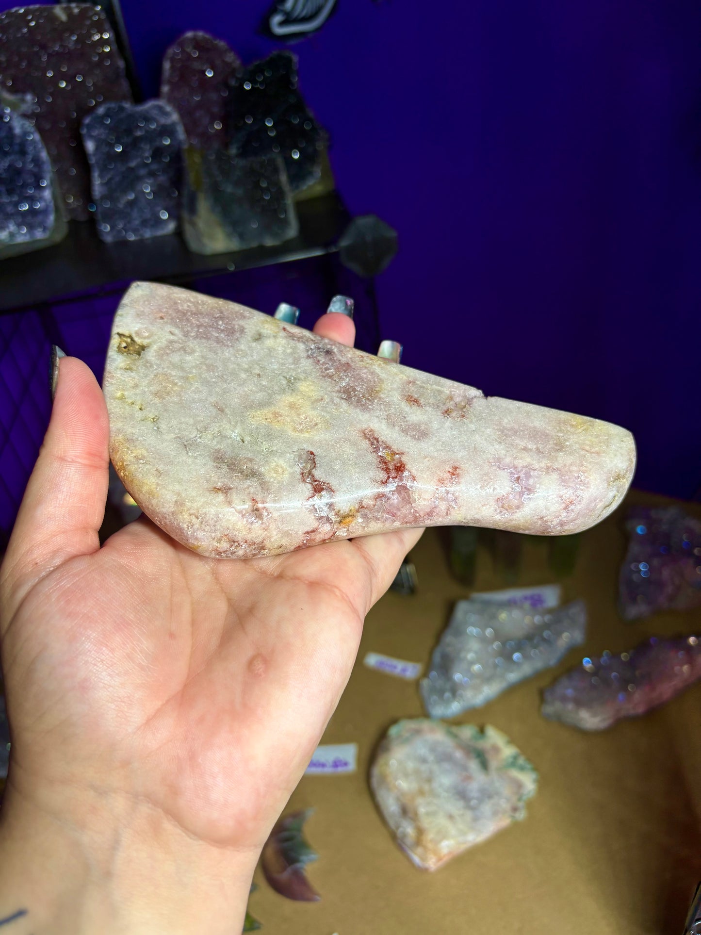 Part polished pink amethyst