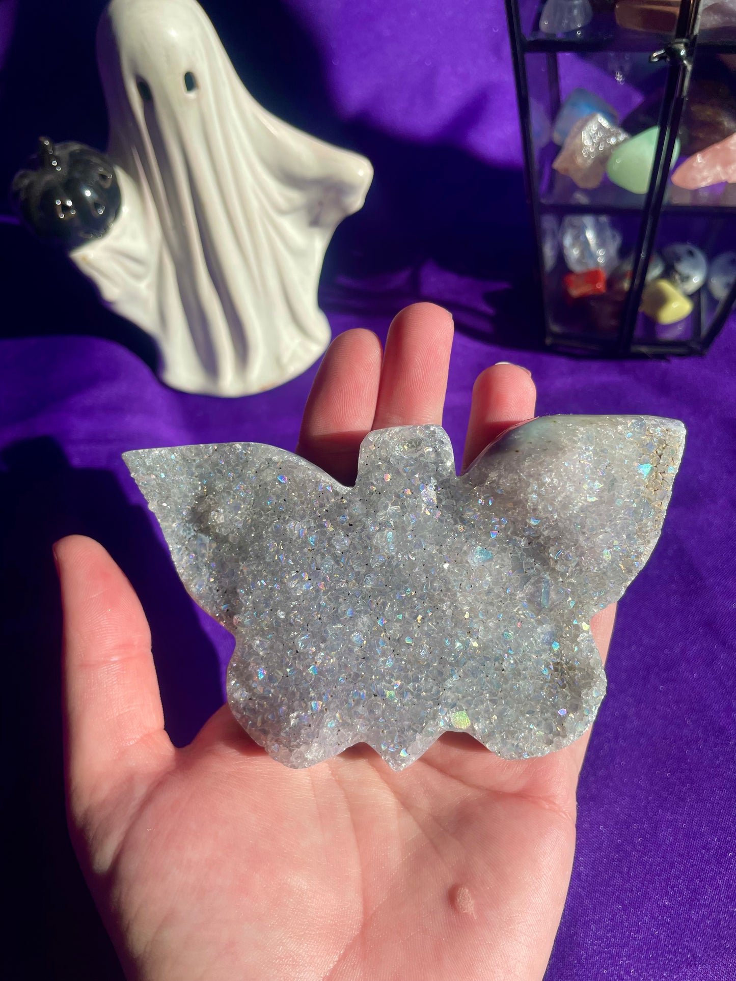 Druzy aura amethyst butterfly