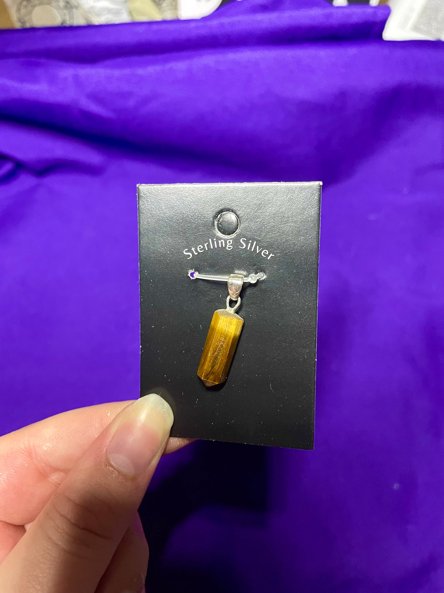 Tigers eye pendant, sterling silver