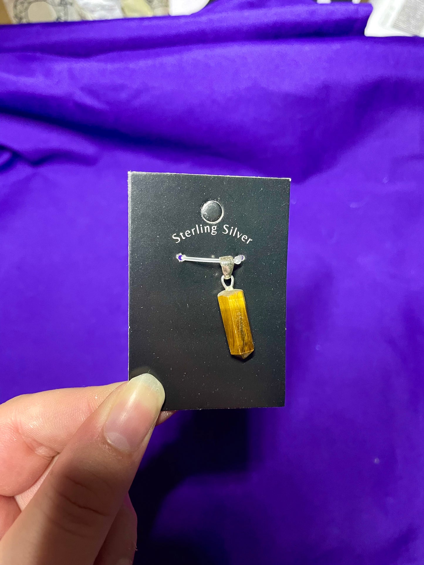 Tigers eye pendant, sterling silver