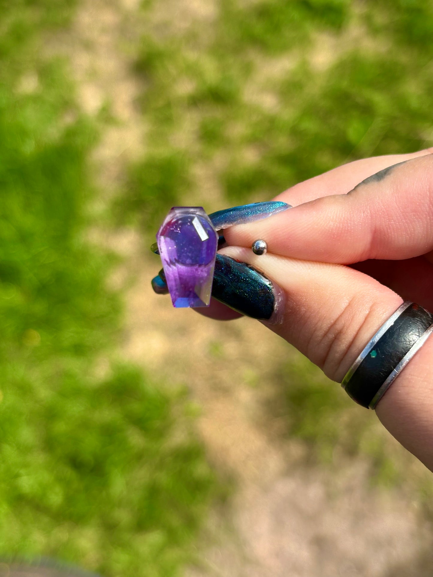 Crystal coffin stainless steel adjustable rings