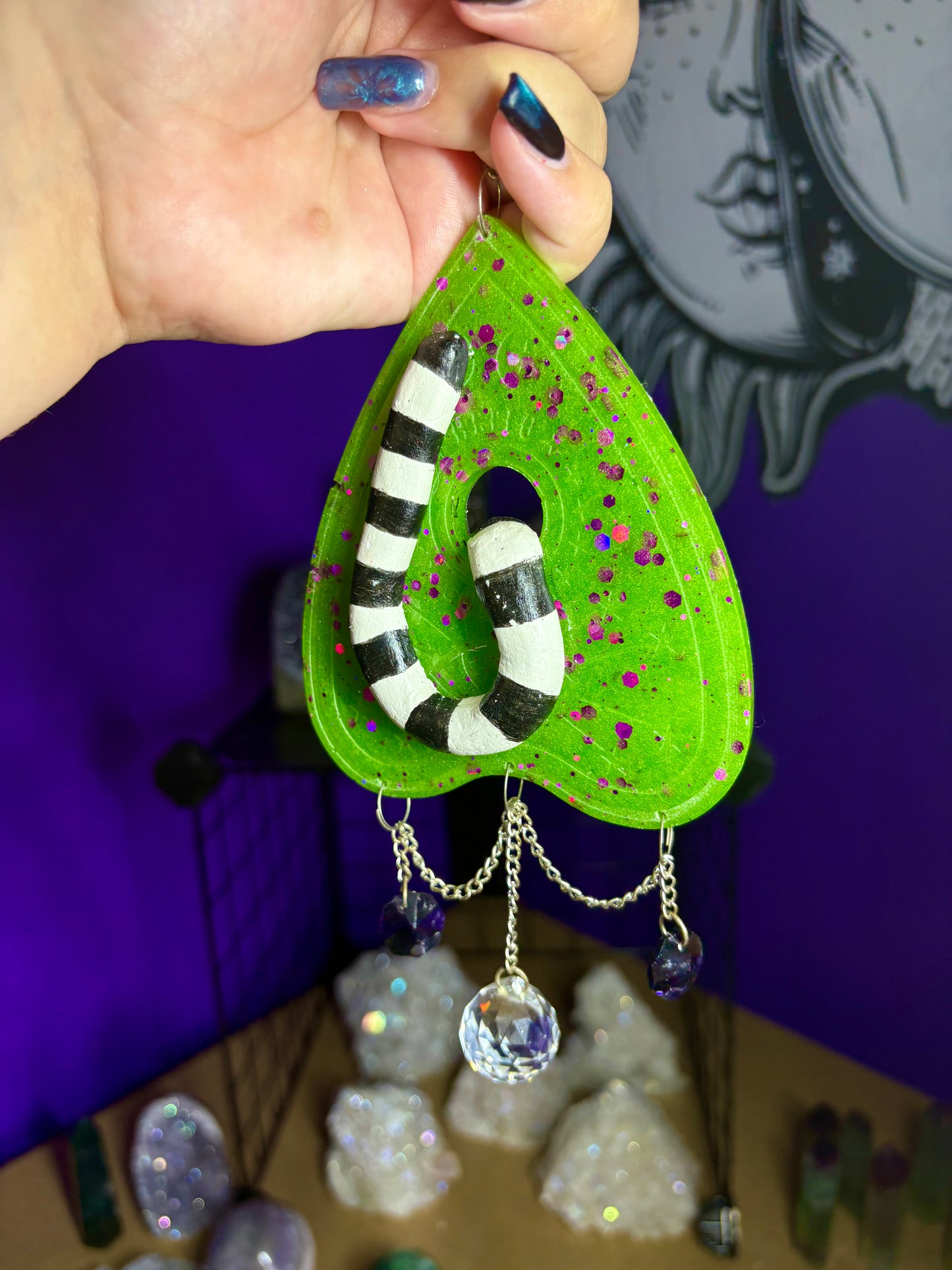 Beetlejuice inspired planchette sun catcher