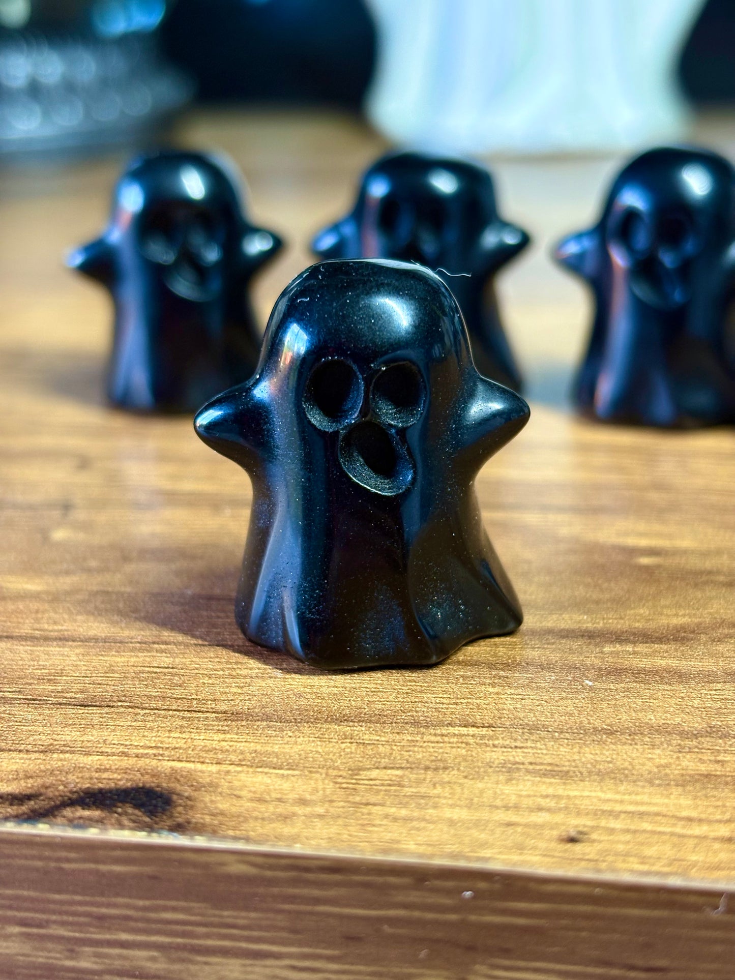 Black obsidian ghost carvings