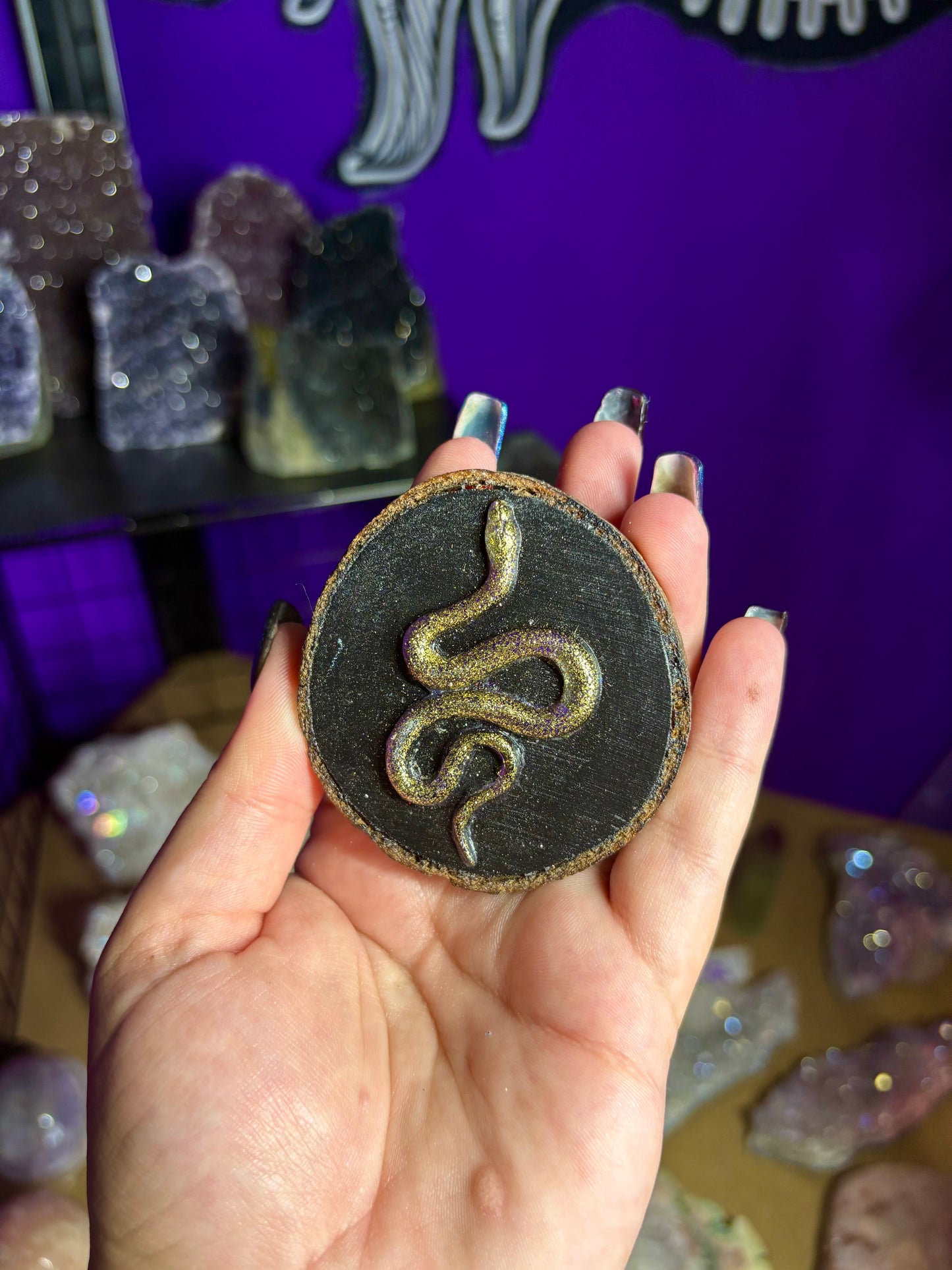 3D snake small wooden slice paintings