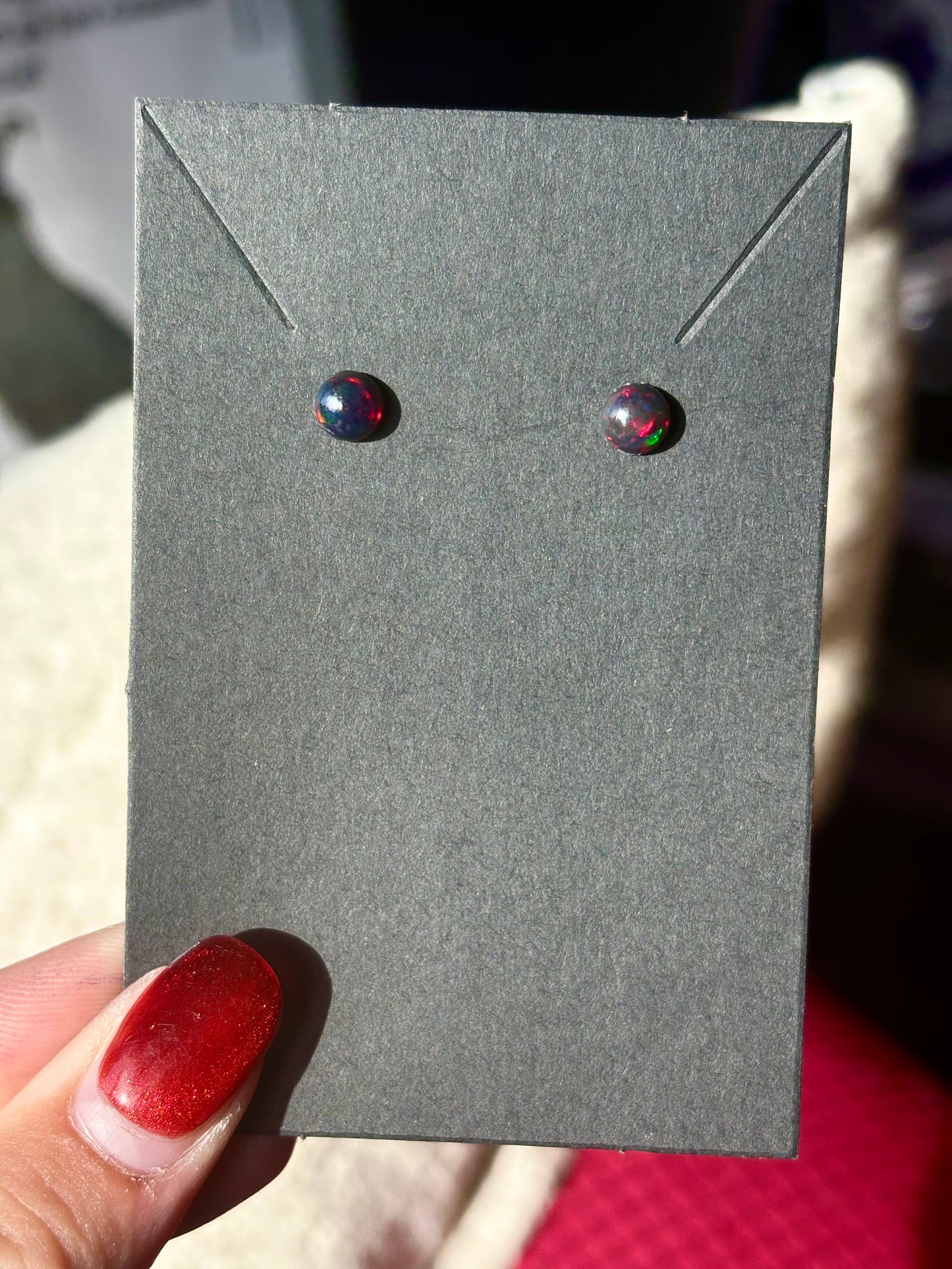 Ethiopian black opal stud earrings