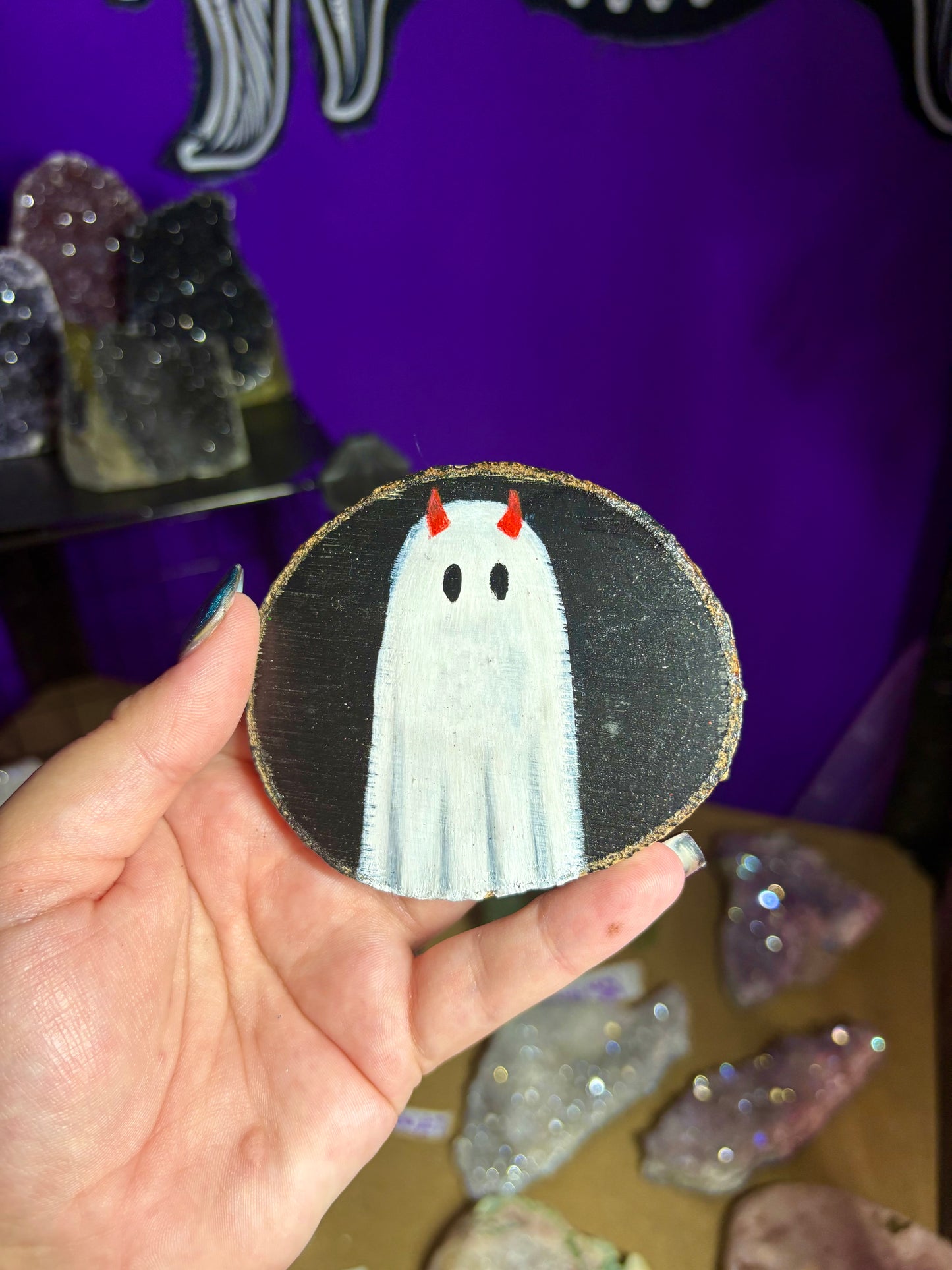 Ghost small wooden slice paintings