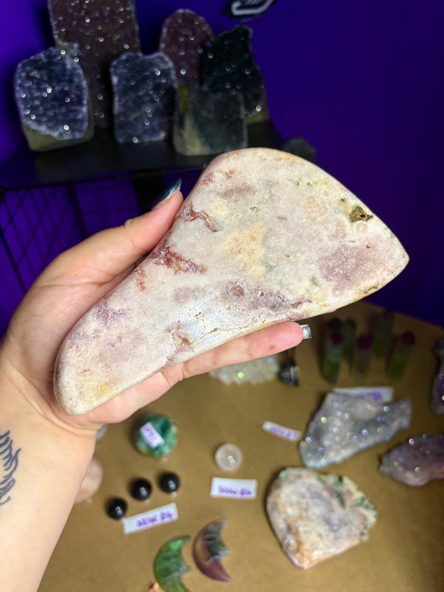 Part polished pink amethyst