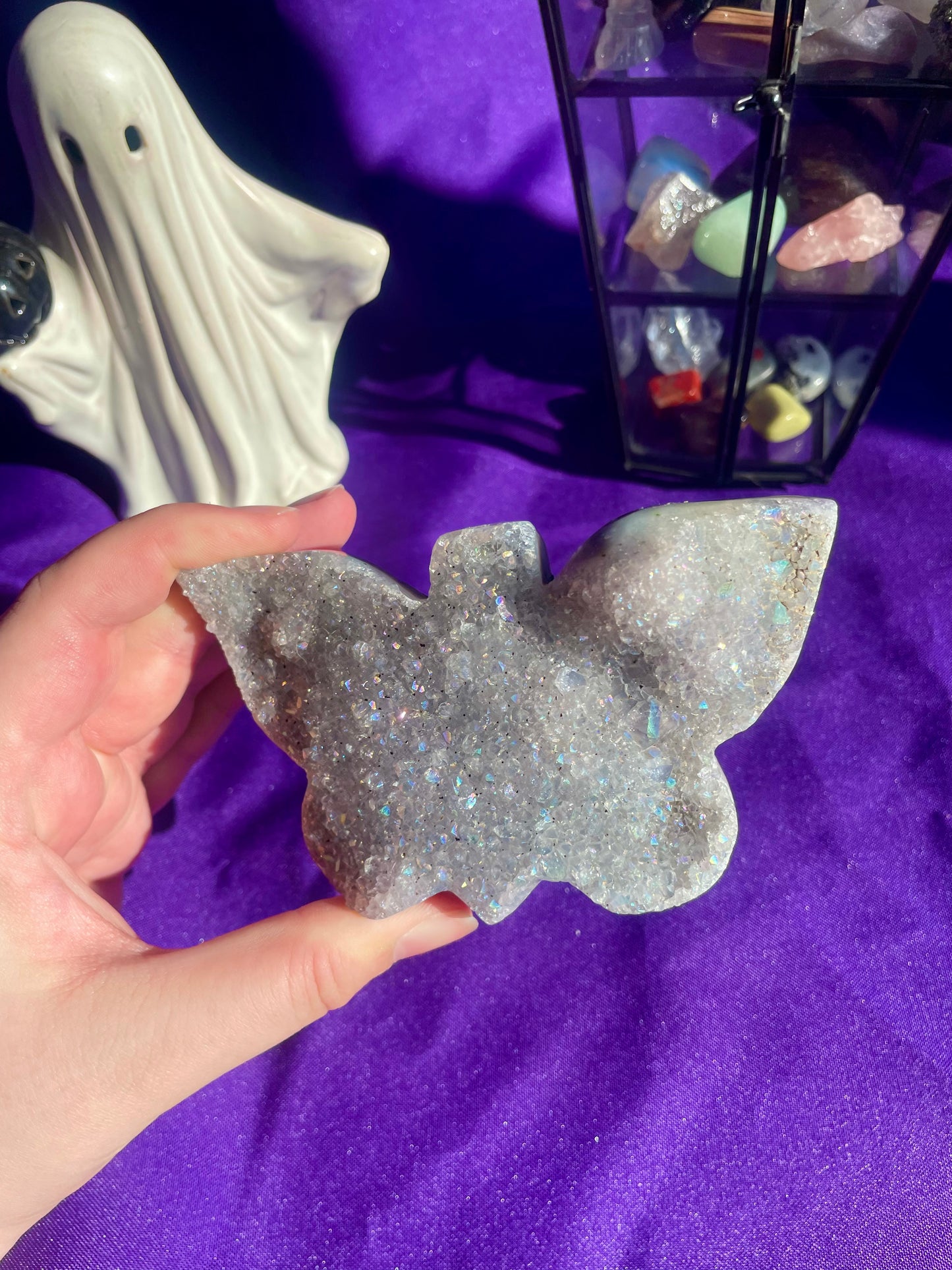 Druzy aura amethyst butterfly