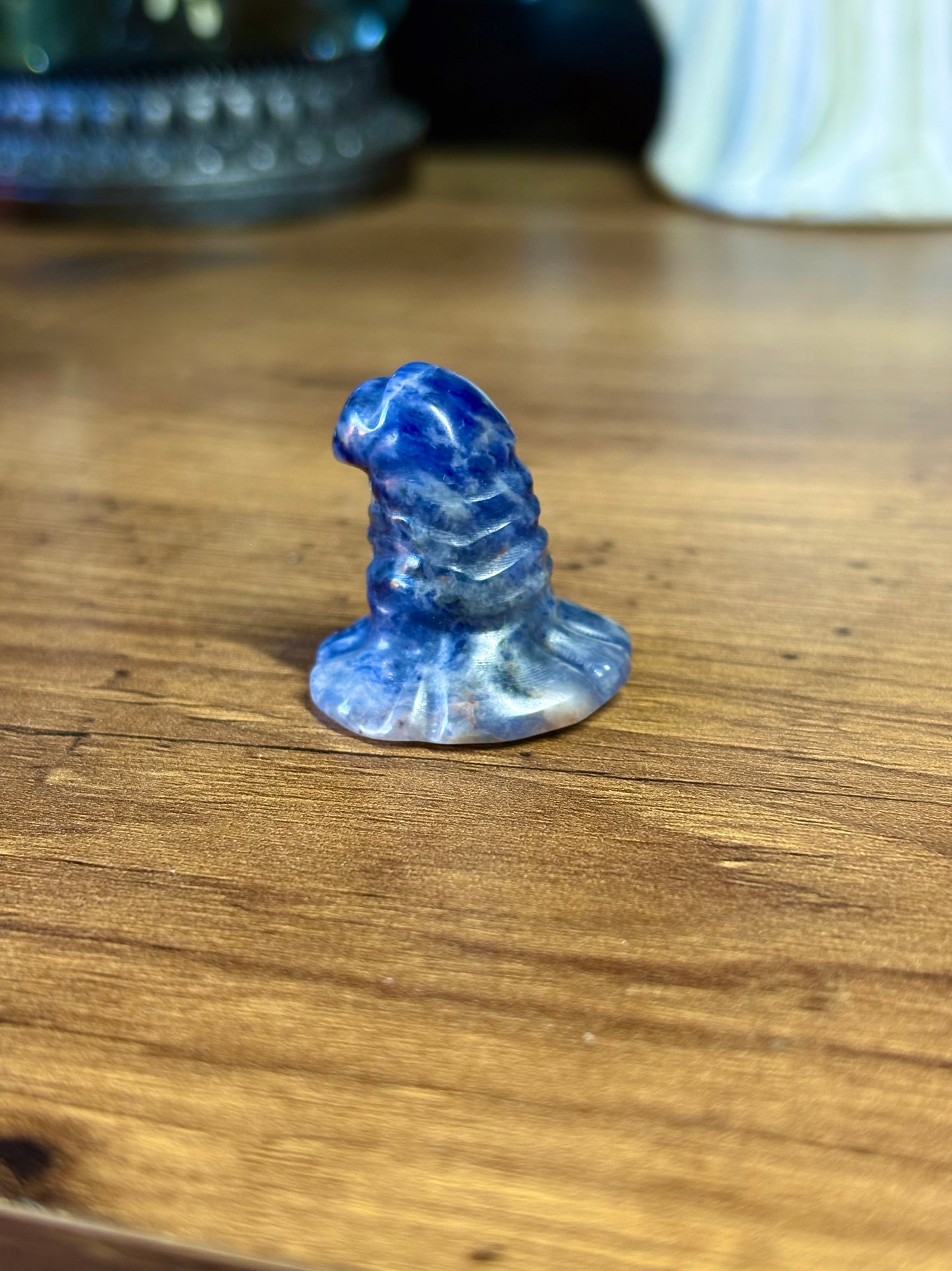 Sodalite witch hat carving