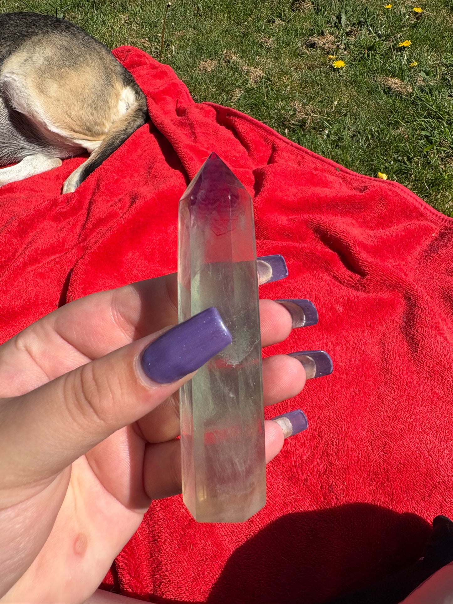 Green and purple fluorite points