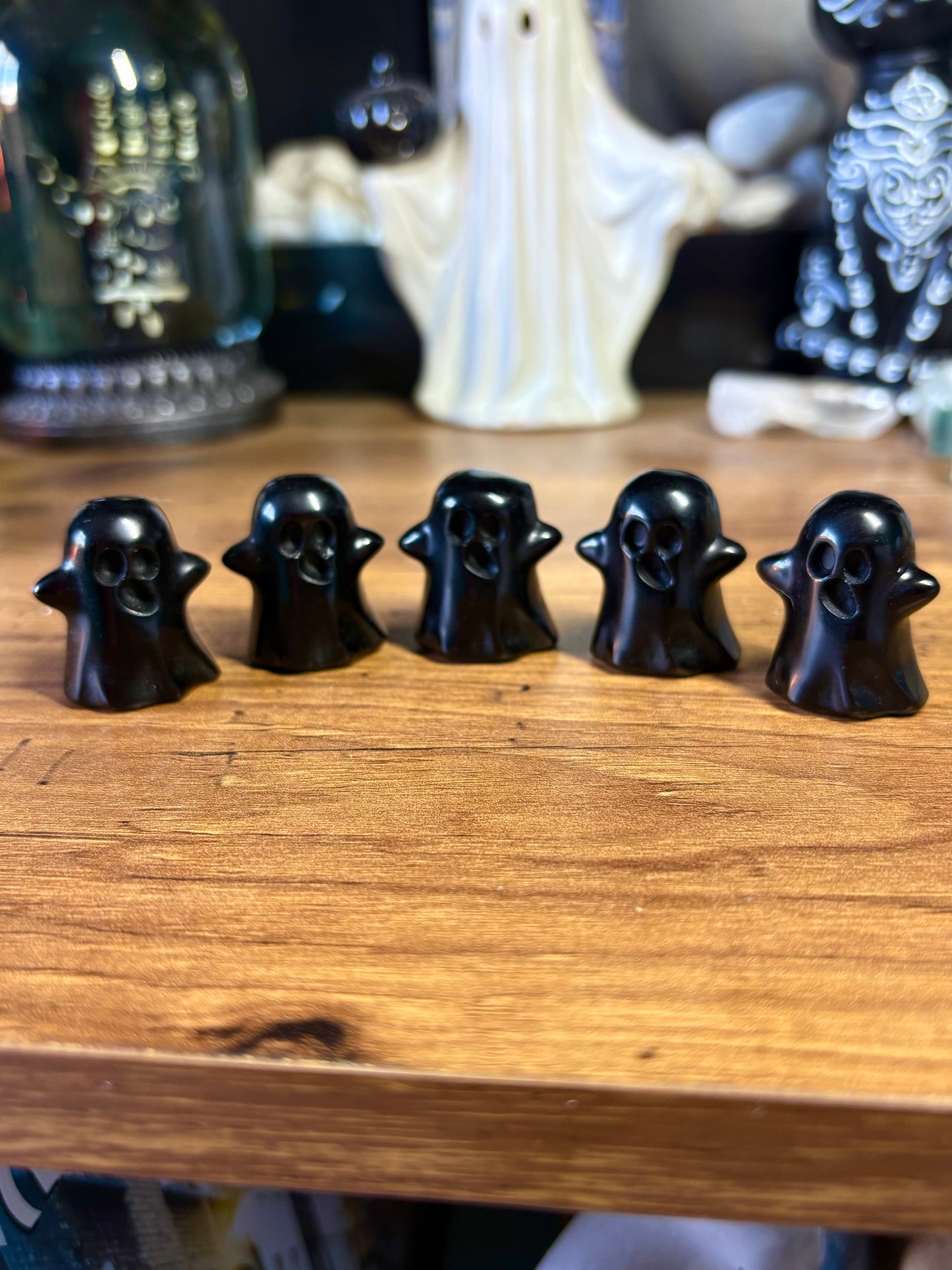 Black obsidian ghost carvings