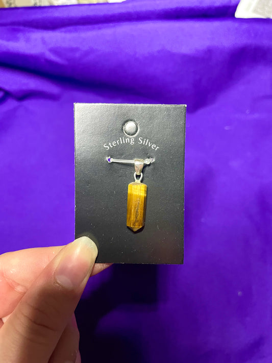Tigers eye pendant, sterling silver