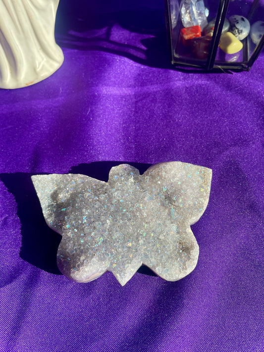 Druzy aura amethyst butterfly