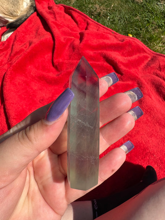 Green and purple fluorite points