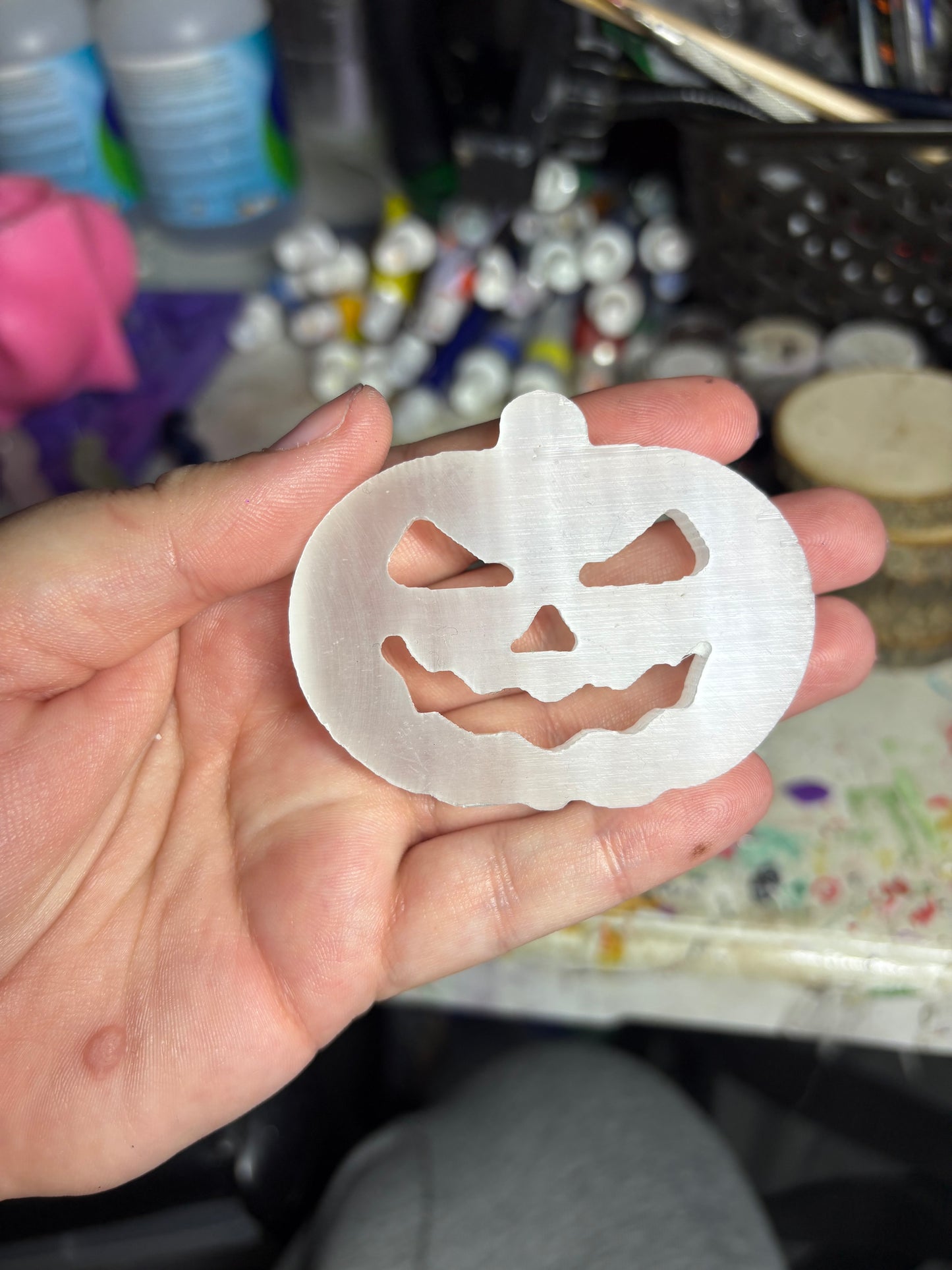 Selenite pumpkin carvings