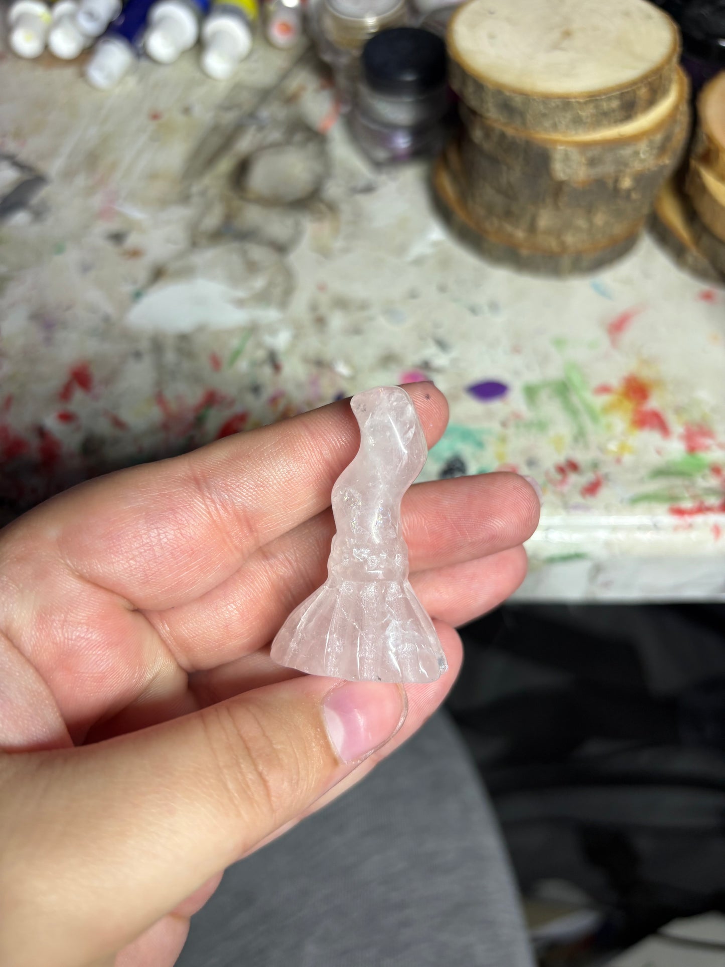 Crystal broomstick carvings