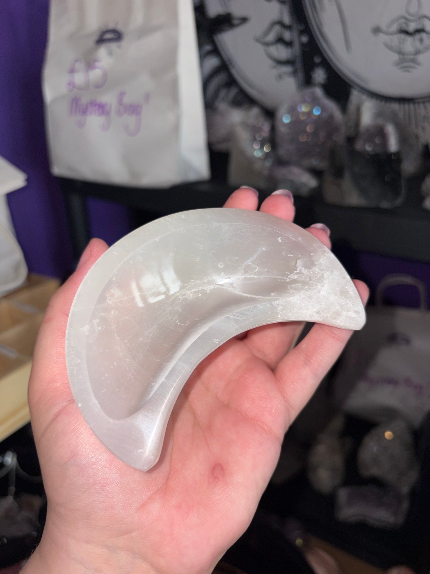 Small selenite moon bowl