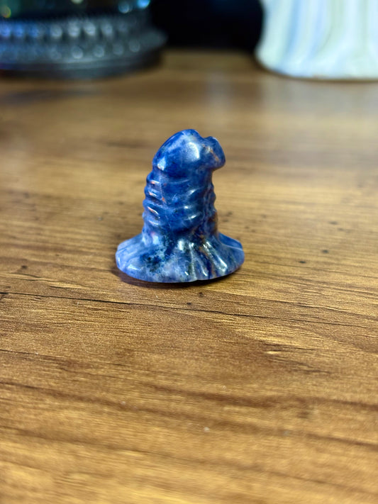 Sodalite witch hat carving