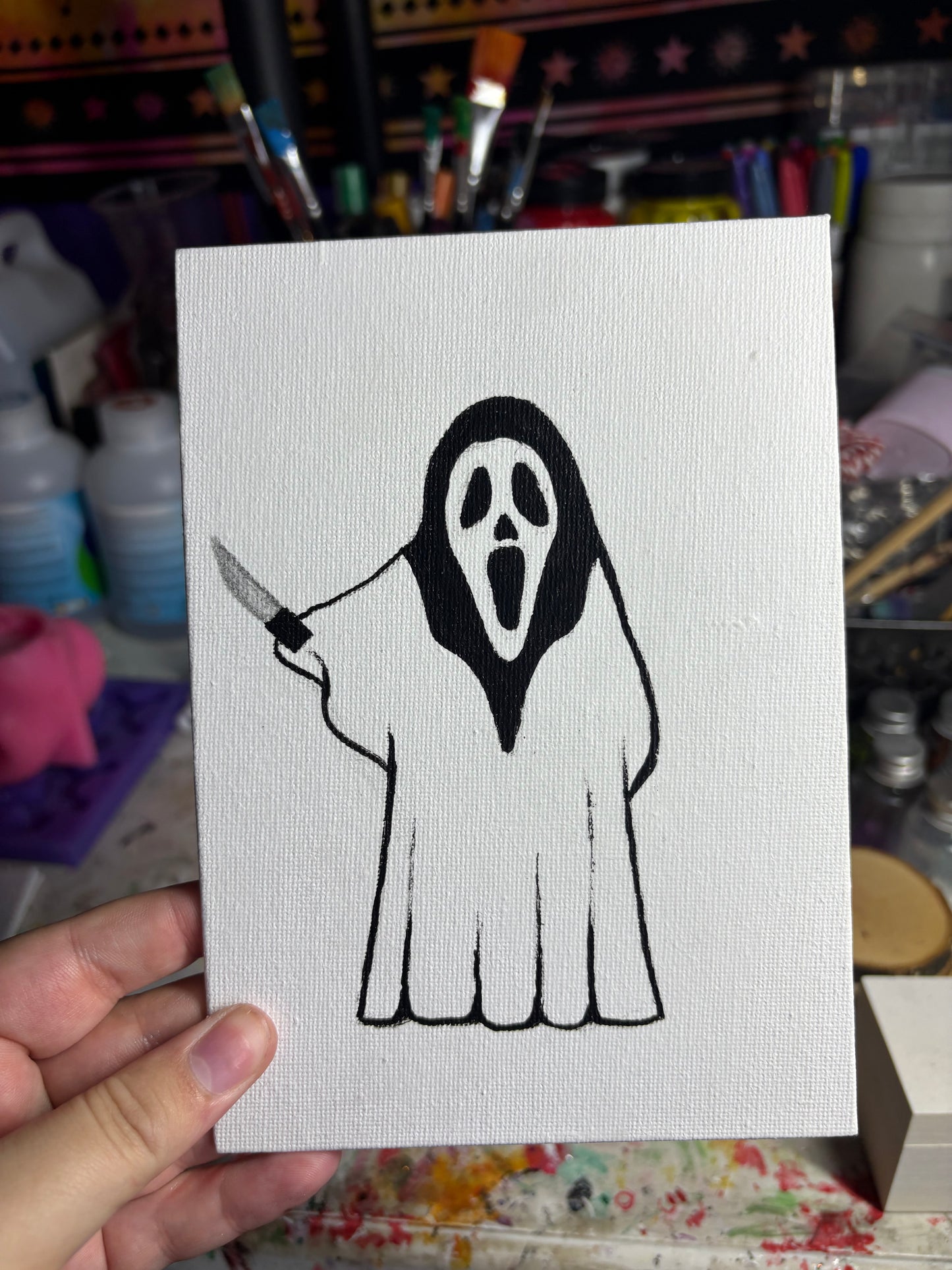 Ghost face inspired ghostie painting
