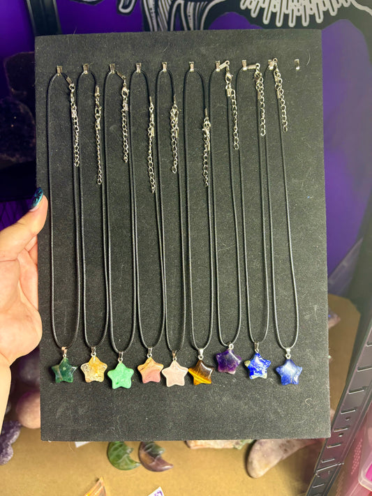 Crystal star necklaces