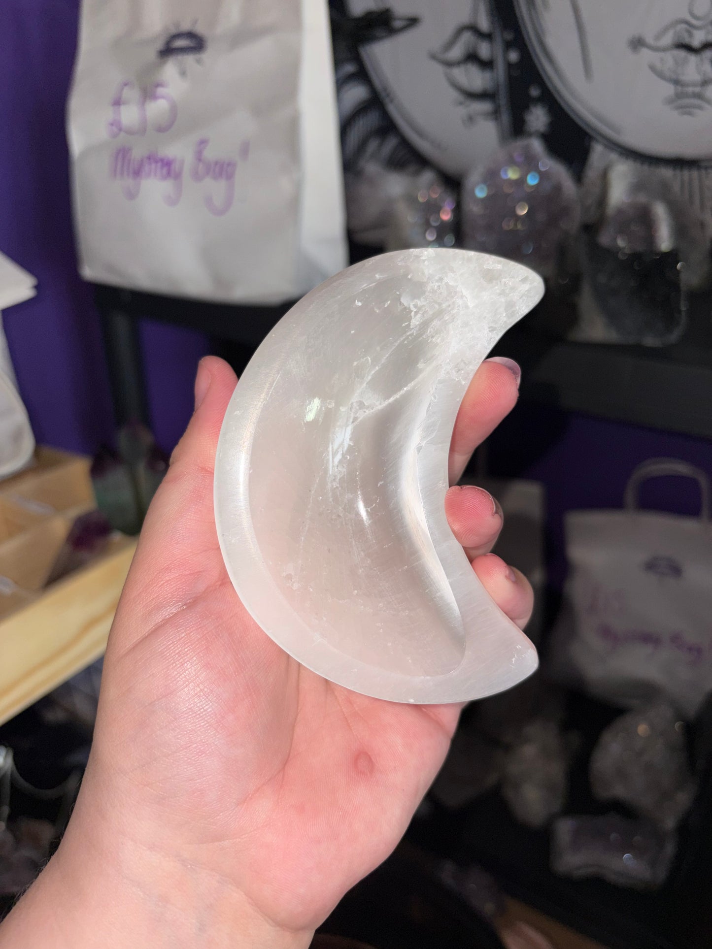 Small selenite moon bowl