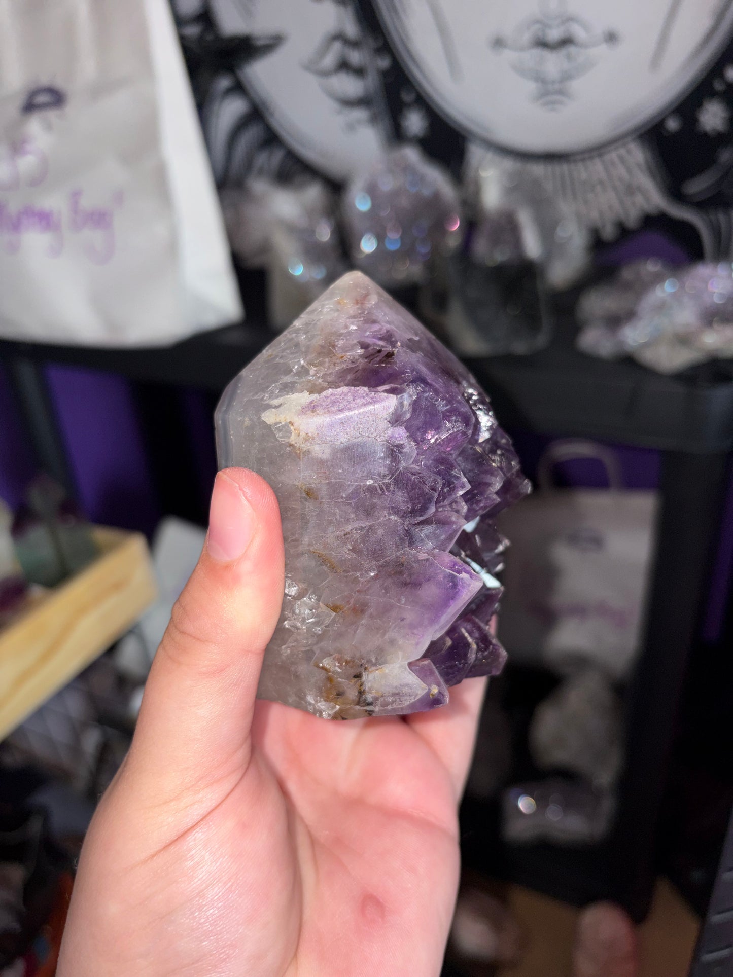 Amethyst cluster polished point