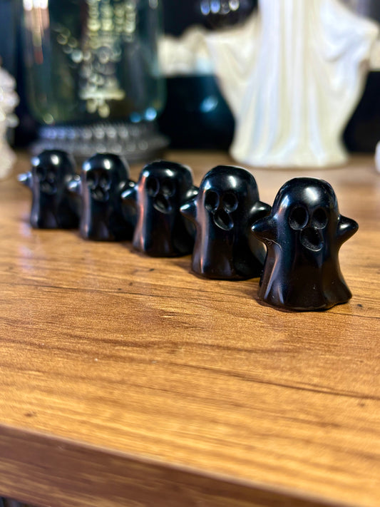Black obsidian ghost carvings