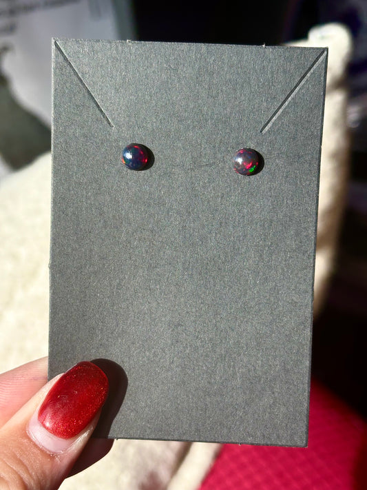 Ethiopian black opal stud earrings