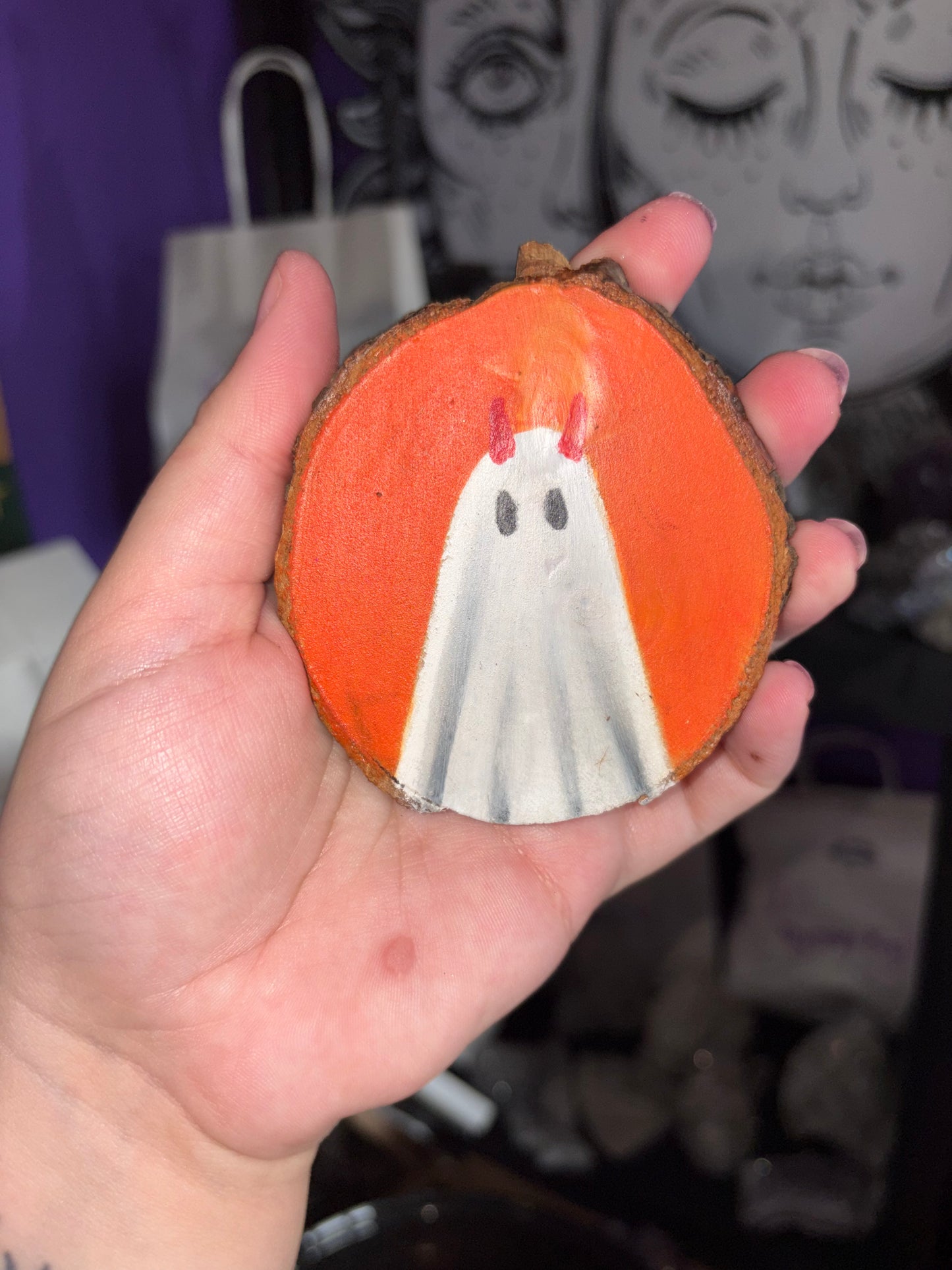 Ghost small wooden slice paintings