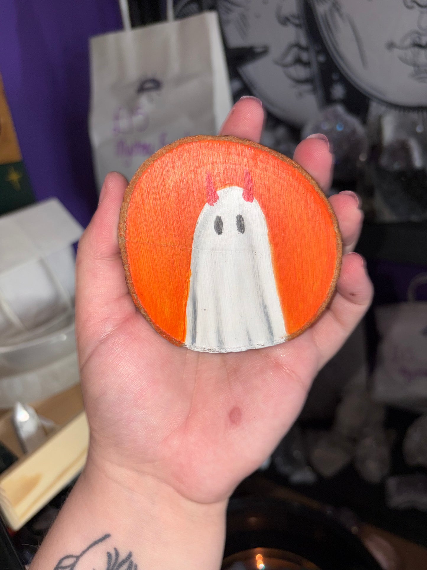 Ghost small wooden slice paintings