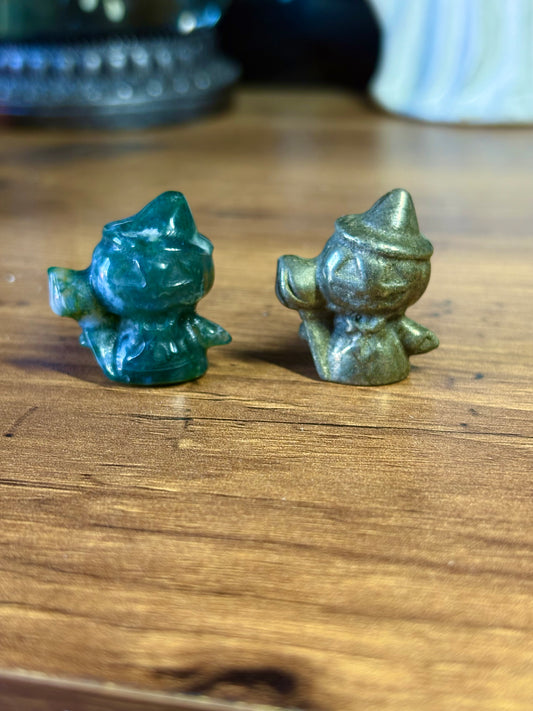 Pumpkin witch crystal carvings