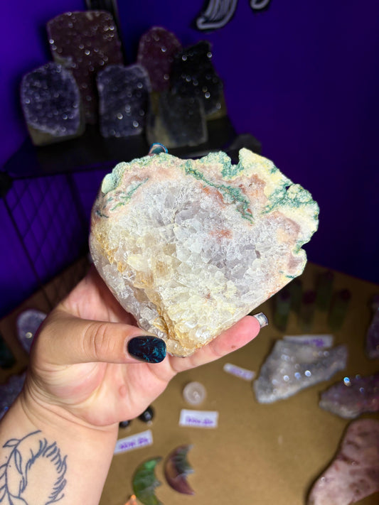 Part polished pink amethyst