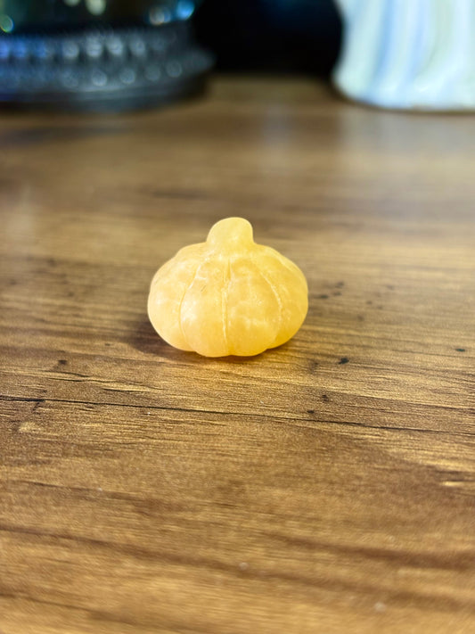 Orange calcite pumpkin carving