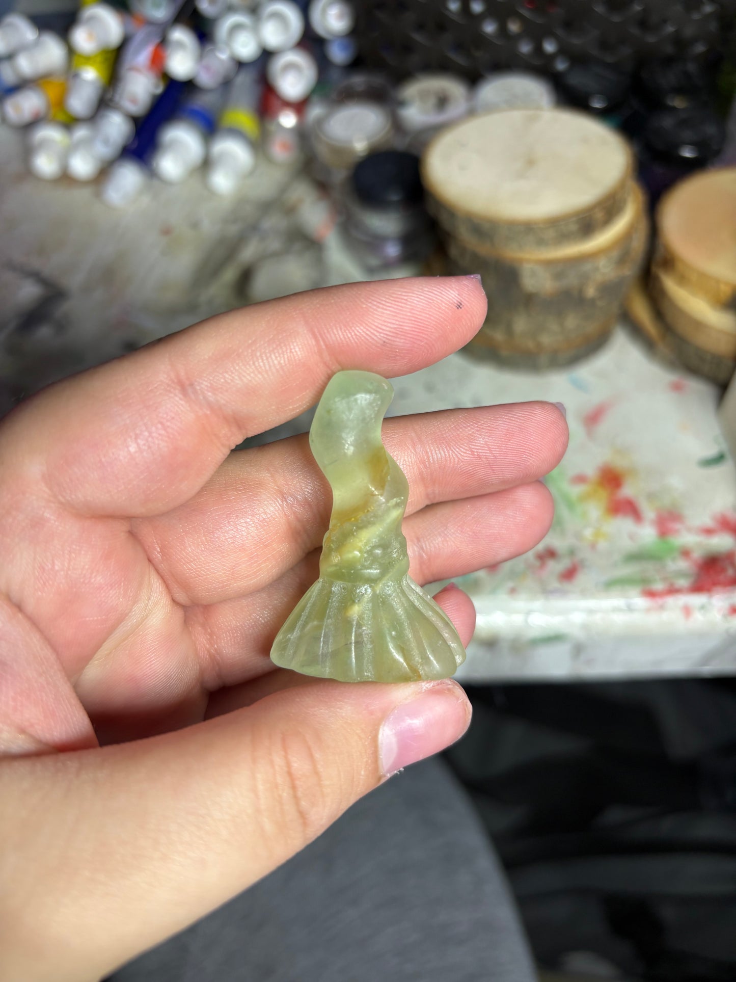 Crystal broomstick carvings