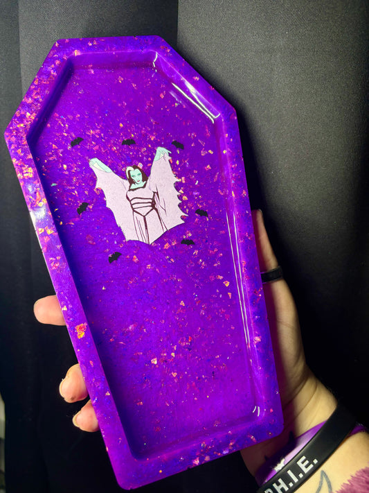Large lily Munster inspired coffin tray
